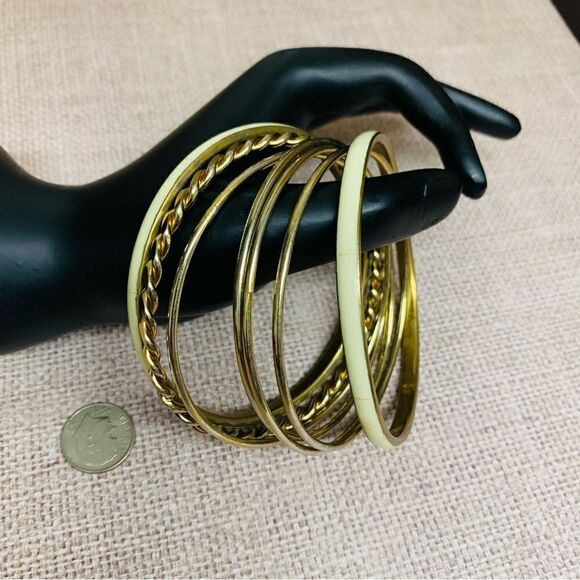 Gold and Inlay Bangles Set - Picture 1 of 2